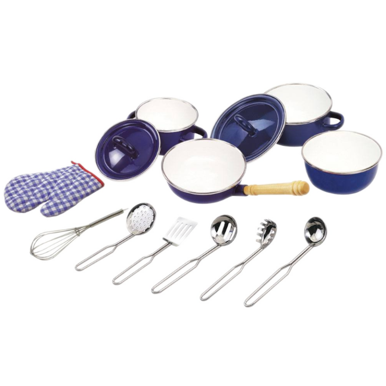 pannenset metaal voor kinderkeuken Tidlo – blauw wit voor je kindje bij La Haye Enfants kinderwinkel EAN 5012824001502 SKU T0150 img.1 FA